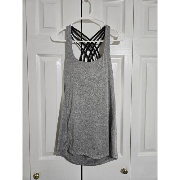 Icyzone medium women's grey athletic tank top with built in sports bra - Picture 1 of 7